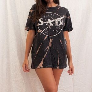 NASA Logo Sad Emo Tie Dye Bleached Tee Shirt